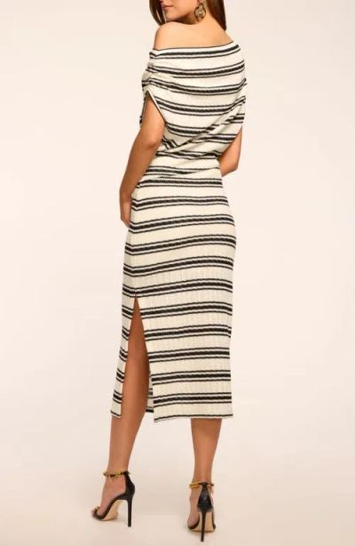 Ramy Brook Chet Stripe One-shoulder Knit Dress In Black