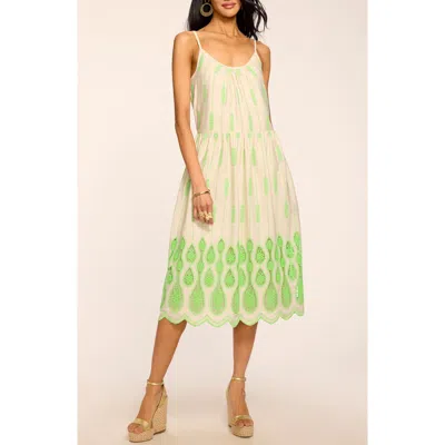 Ramy Brook Sandra Embroidered Lace Inset Border Dress In Green