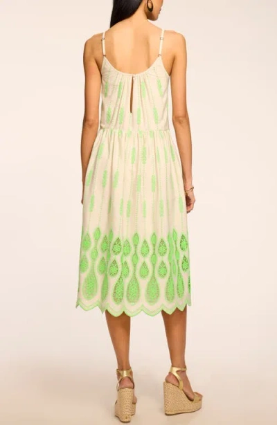 Ramy Brook Sandra Embroidered Lace Inset Border Dress In Green