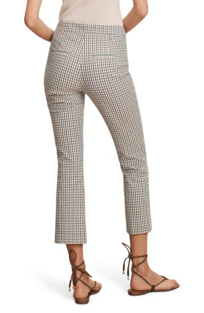 Veronica Beard Gingham Cotton Seersucker Cropped Slim Pants In Gray