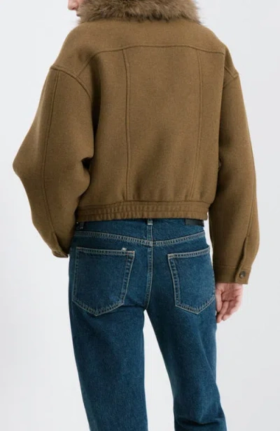Mango Wool Blend Jacket With Fur Collar In Multi