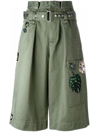 Marc Jacobs Embellished Cargo Shorts, Military Green