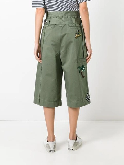 Shop Marc Jacobs Embroidered Long Cargo Shorts In Green
