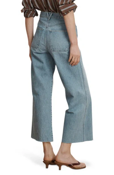 Veronica Beard Taylor High Rise Cropped Wide Leg Jeans In Big Splash In Blue