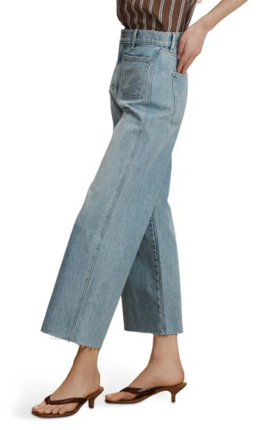 Veronica Beard Taylor High Rise Cropped Wide Leg Jeans In Big Splash In Blue