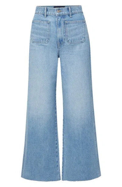 Veronica Beard Taylor High Rise Cropped Wide Leg Jeans In Big Splash In Blue