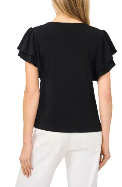 Cece Flutter Sleeve Top In Black