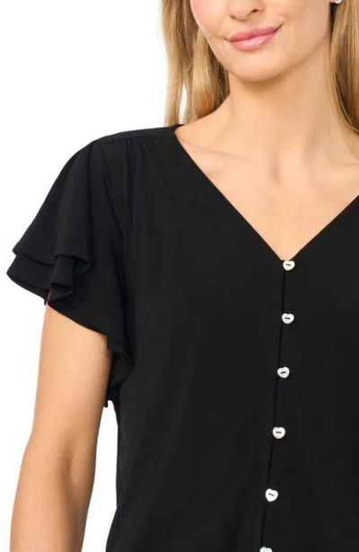 Cece Flutter Sleeve Top In Black