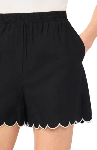 Cece Scallop Edge Pull-on Shorts In Black