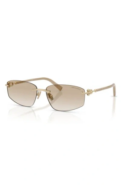Tiffany & Co . 59mm Irregular Rectangular Sunglasses In Gold