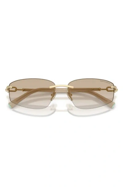 Tiffany & Co . 59mm Irregular Rectangular Sunglasses In Gold