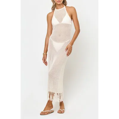 L*space Lspace Villa Nova Open Stitch Cotton Cover-up Tank Dress In Cream
