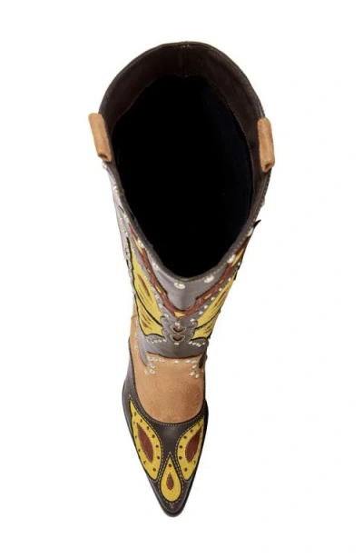 Azalea Wang Flutter Knee High Western Boot In Multi