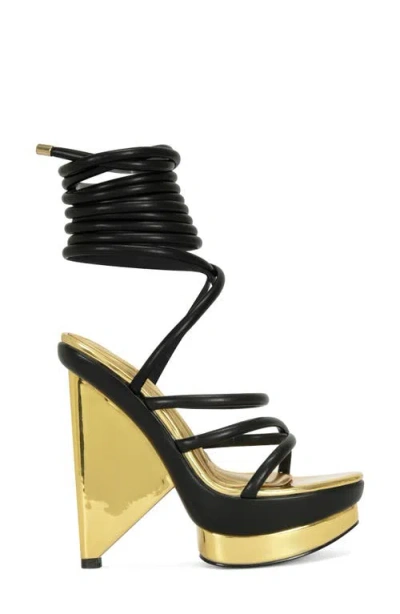 Azalea Wang Celinea Ankle Wrap Platform Sandal In Multi