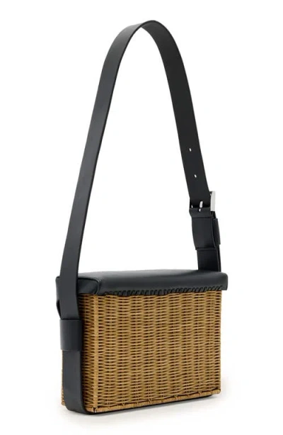 Allsaints Monique Medium Wicker Shoulder Bag In Black