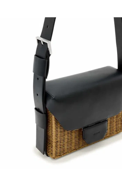 Allsaints Monique Medium Wicker Shoulder Bag In Black
