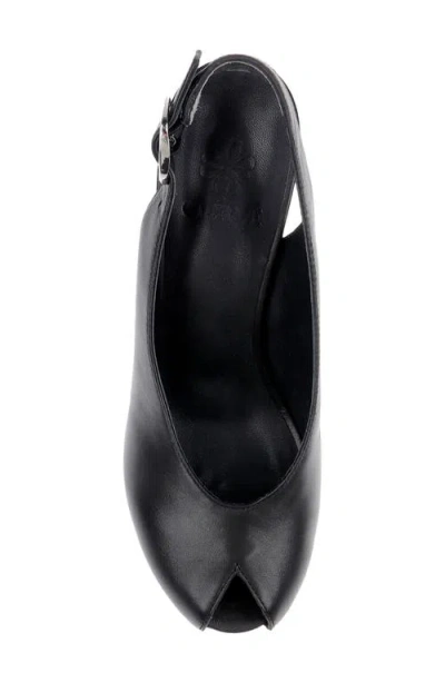 Clerae Devi Slingback Platform Wedge Sandal In Black