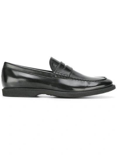 Hogan Black Leather Route Loafers
