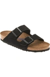 Birkenstock Arizona Sandal With Oiled Leather In Black Suede