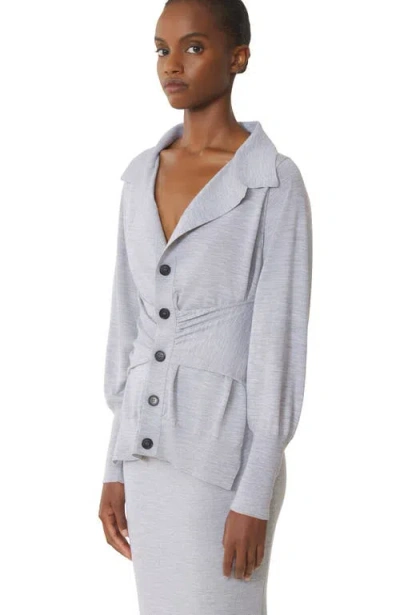 Lanvin Black Draped Wool Cardigan In Gray