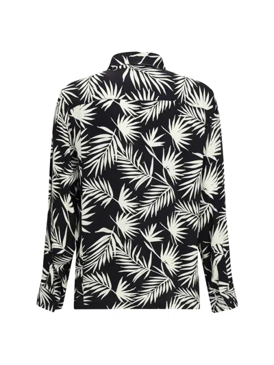 Laneus Black Viscose Pattern Shirt In Black