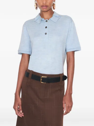 Tory Burch Oversized Silk Polo In Blue