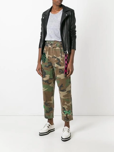 Shop Marc Jacobs Camouflage Print Belted Trousers In Green