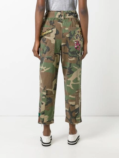 Shop Marc Jacobs Camouflage Print Belted Trousers In Green