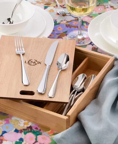 Macy's Lenox Studio 1414 Mirror 24-pc. Flatware Set With Caddy In Silver