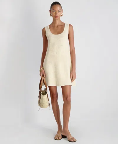 French Connection Mozart Mixed Stitch Sleeveless Minidress In Neutral