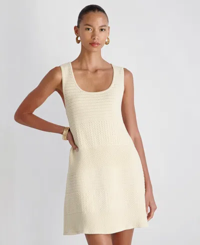 French Connection Mozart Mixed Stitch Sleeveless Minidress In Neutral