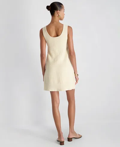 French Connection Mozart Mixed Stitch Sleeveless Minidress In Neutral