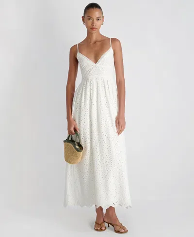 French Connection Trini Eyelet Sleeveless Flared Maxi Dress In White
