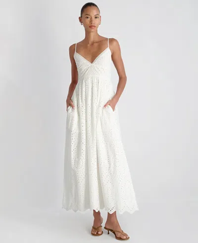 French Connection Trini Eyelet Sleeveless Flared Maxi Dress In White