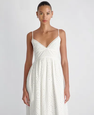 French Connection Trini Eyelet Sleeveless Flared Maxi Dress In White