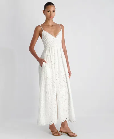 French Connection Trini Eyelet Sleeveless Flared Maxi Dress In White