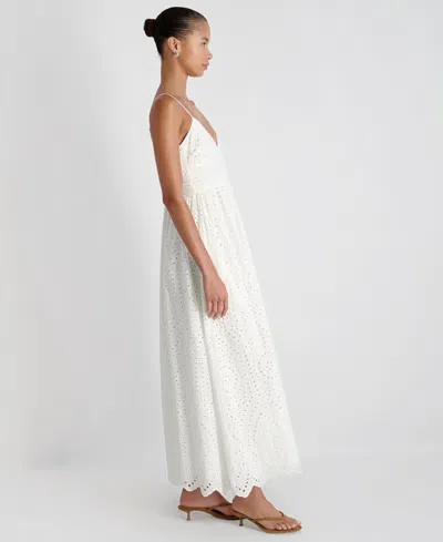 French Connection Trini Eyelet Sleeveless Flared Maxi Dress In White