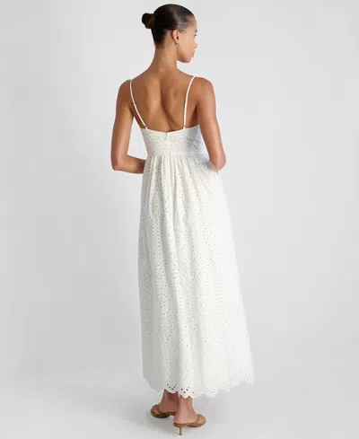 French Connection Trini Eyelet Sleeveless Flared Maxi Dress In White