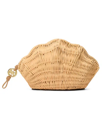 Michael Kors Shell-shaped Woven Rattan Clutch Bag In Pattern