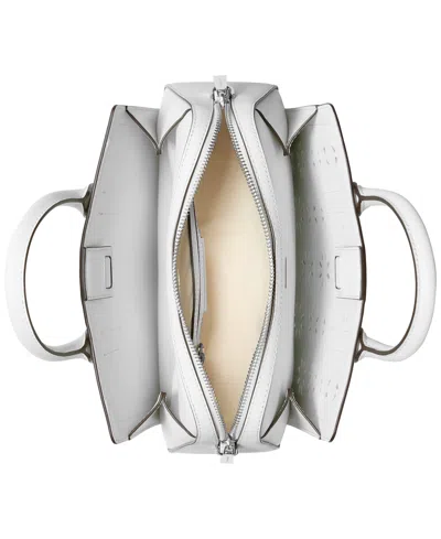 Michael Kors Laila Small Embellished Laser Cut Leather Satchel In White