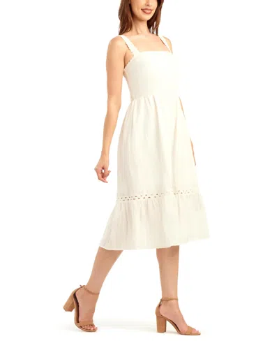 Bcx Women's Solid Striped Dobby Pull-on Dress In White