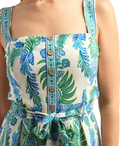 Bcx Women's Poplin Printed Button-front Romper In Multi