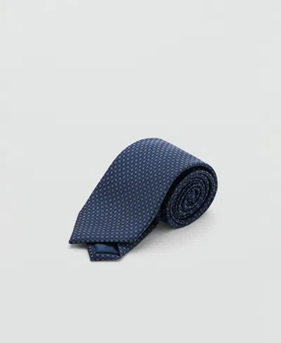 Mango Men's Silk Blend Striped Tie In Blue