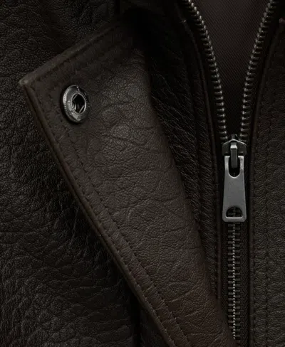 Mango Women's Oversized Leather Jacket In Brown