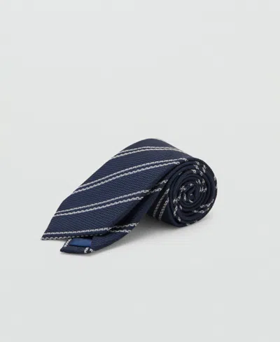 Mango Microstructure Striped Tie Navy In Blue