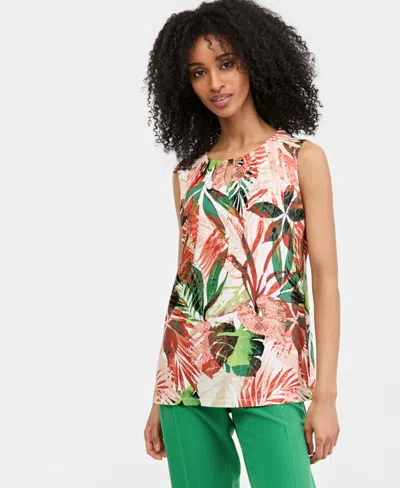 Kasper Hardware Keyhole Cap Sleeve Top In Multi