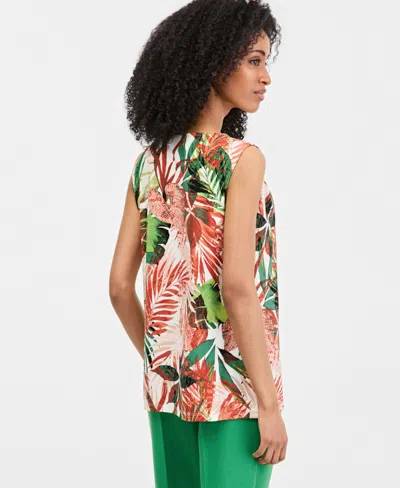 Kasper Hardware Keyhole Cap Sleeve Top In Multi