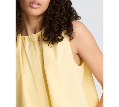 Kenneth Cole Paperbag Neck Sleeveless Tent Button Front Shirt In Yellow