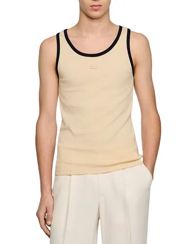 Sandro Cotton Vest Top With Patch In White