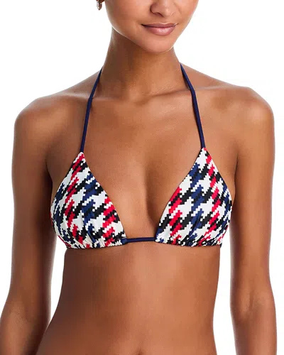 Perfect Moment Houndstooth-print Bikini Top In Multi